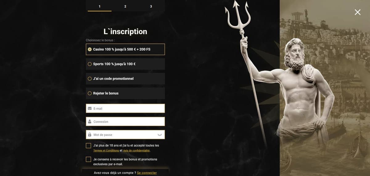 Inscription casino Casinoly