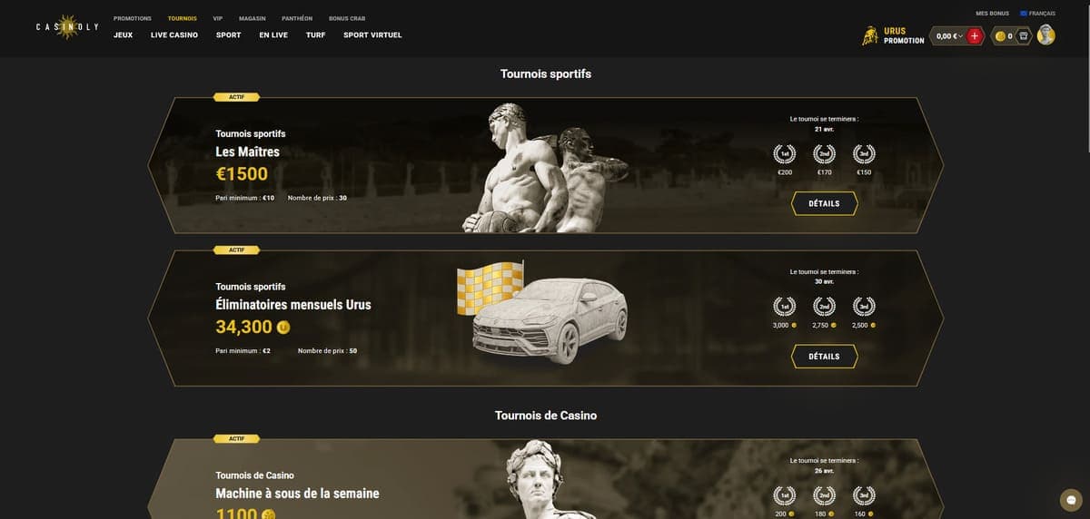 Tournois Casinoly Casino
