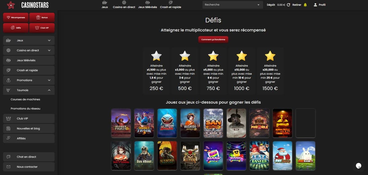 Défis Casinostars Casino