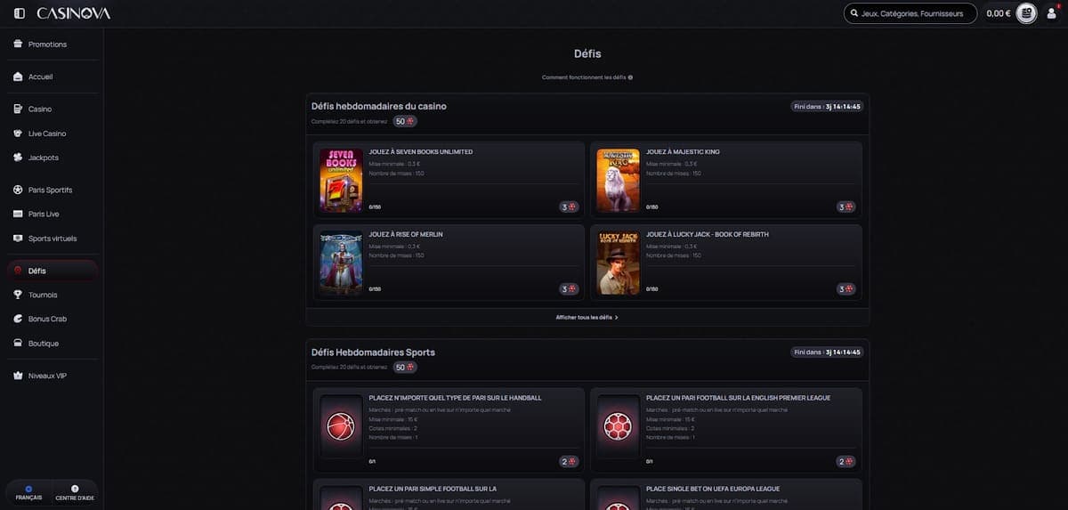 Défis Casinova Casino