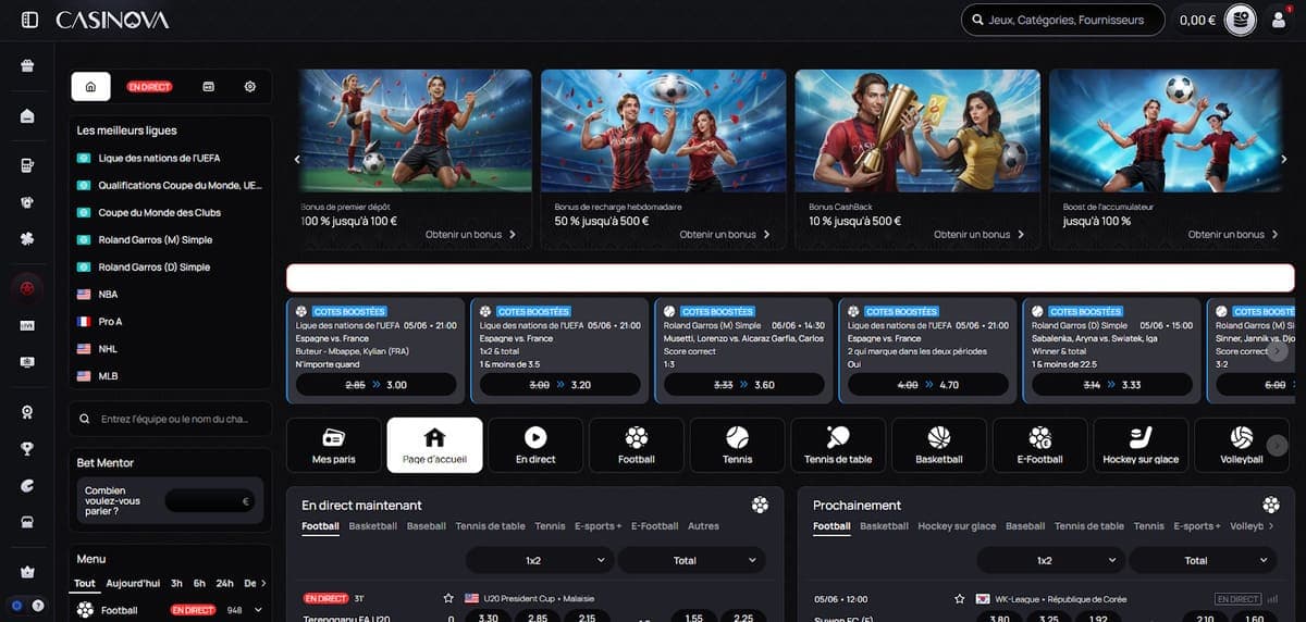 Paris sportifs Casinova Casino