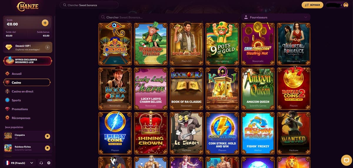 Machines à sous Chanze Casino