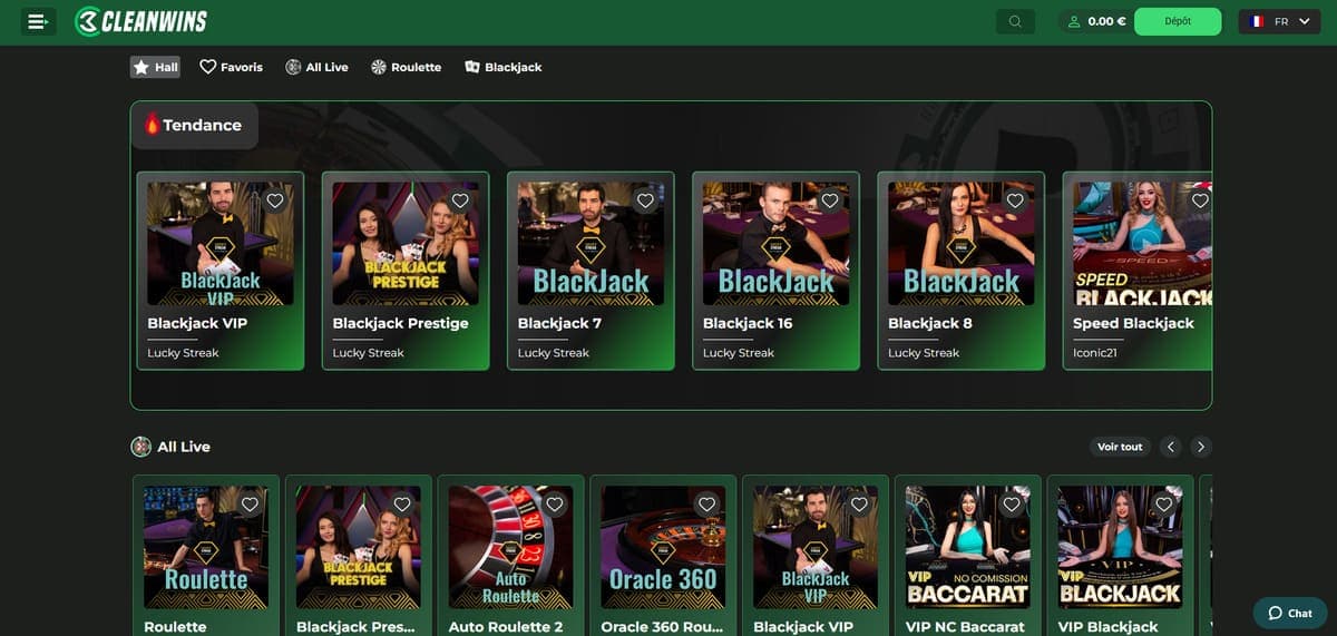 Live CleanWins Casino