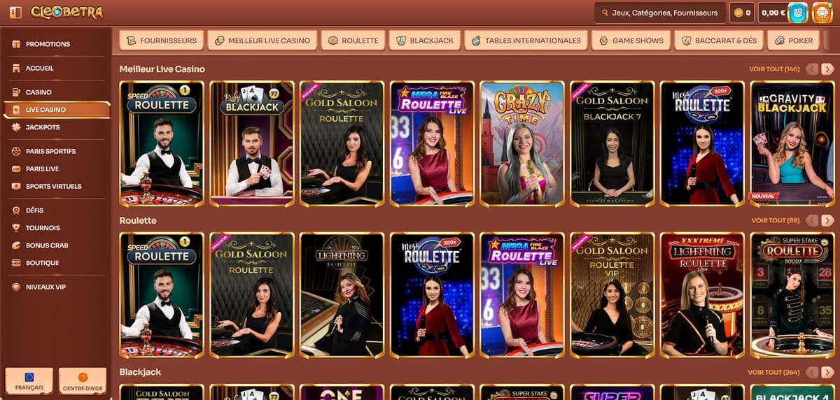 Meilleur live Cleobetra Casino