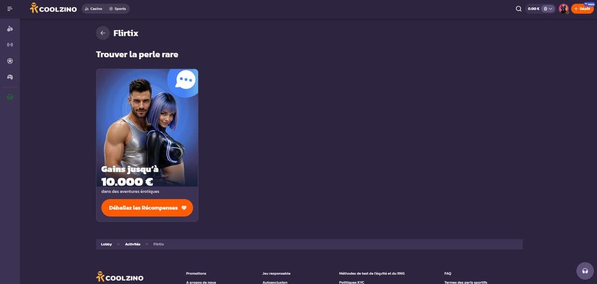 Jeu déshabillage Coolzino Casino