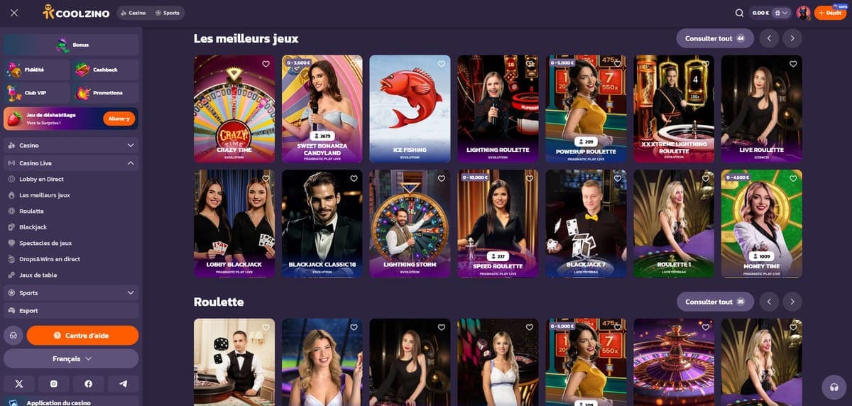 Live Coolzino Casino
