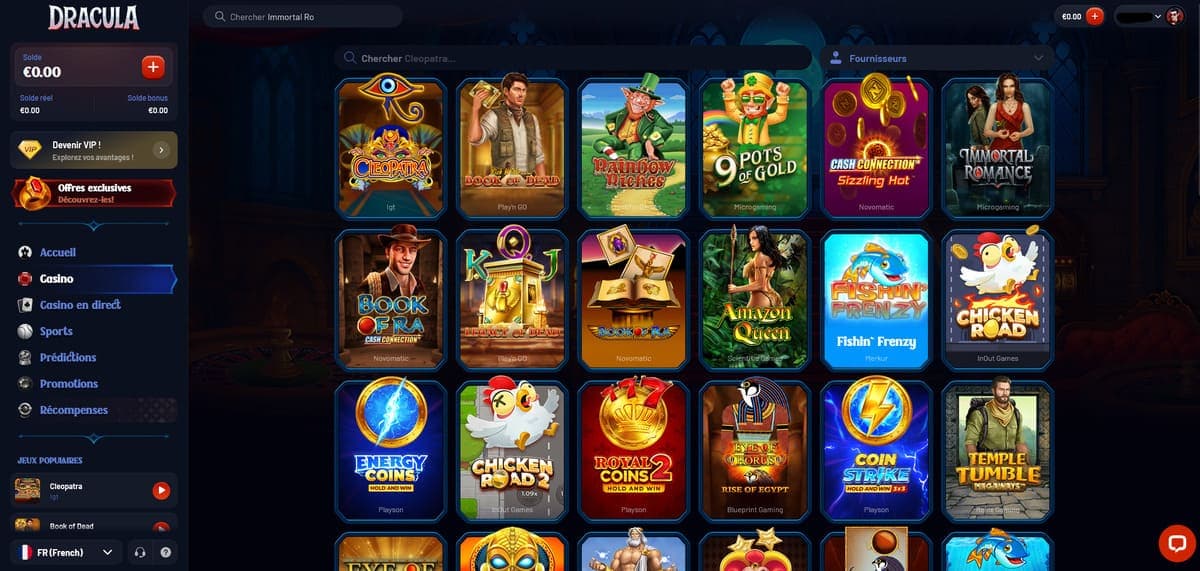 Partie casino Dracula Casino
