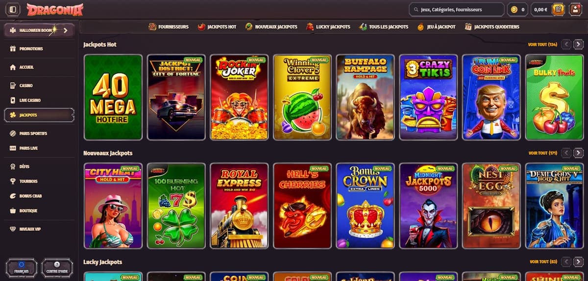 Jackpots Hots Dragonia Casino