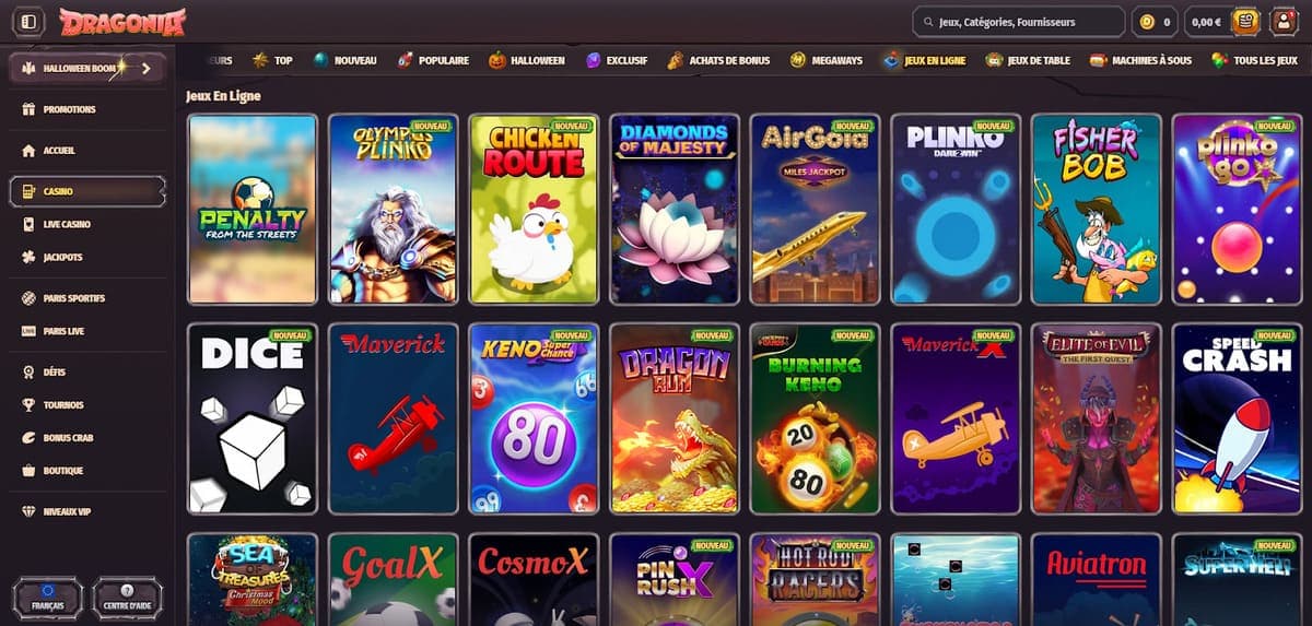 Jeux en ligne Dragonia Casino