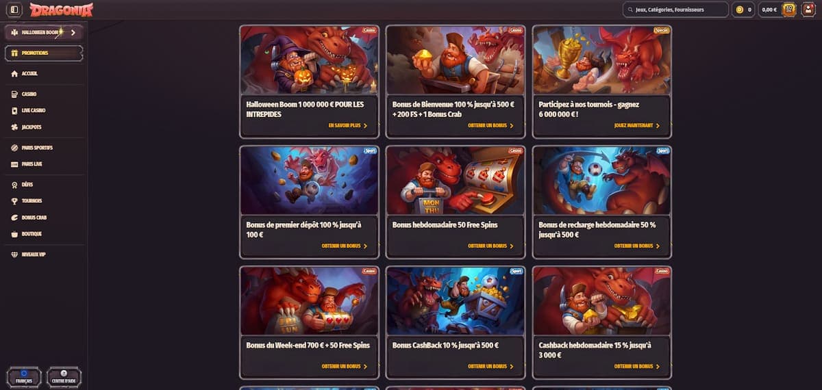 Promotions Dragonia Casino