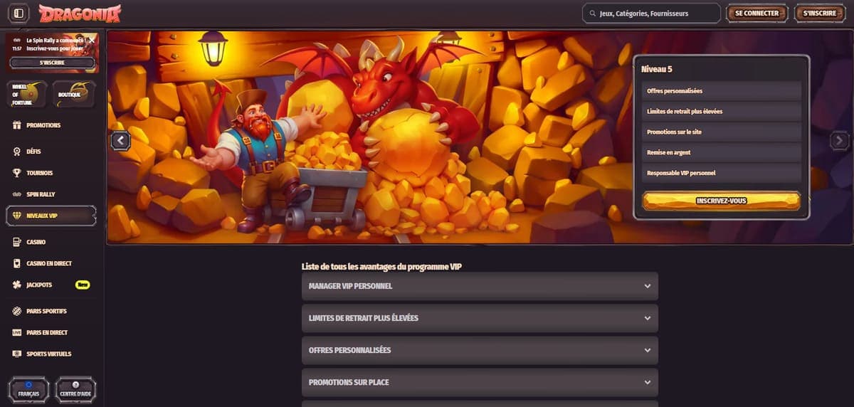 Programme VIP Dragonia Casino