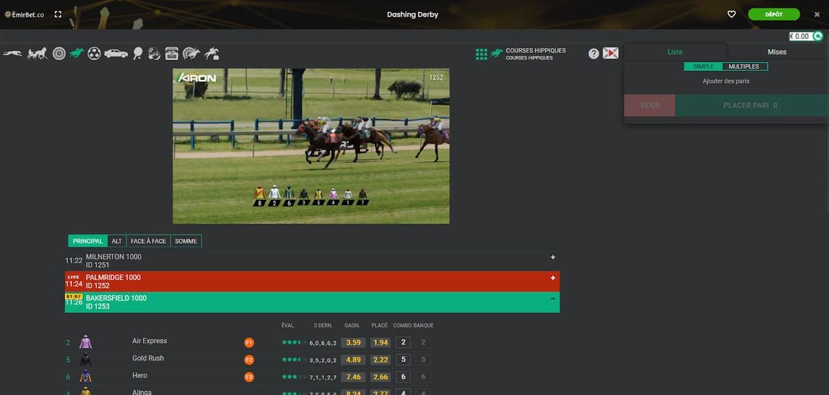 Courses hippiques Emirbet Casino