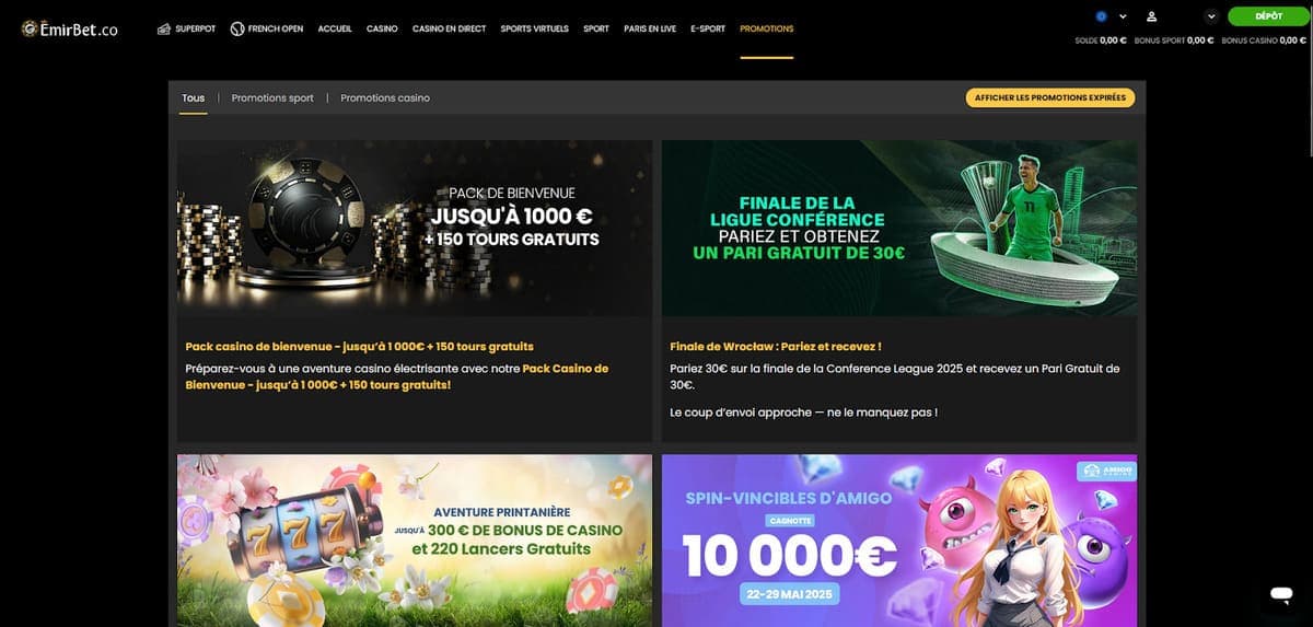 Promotions Emirbet Casino