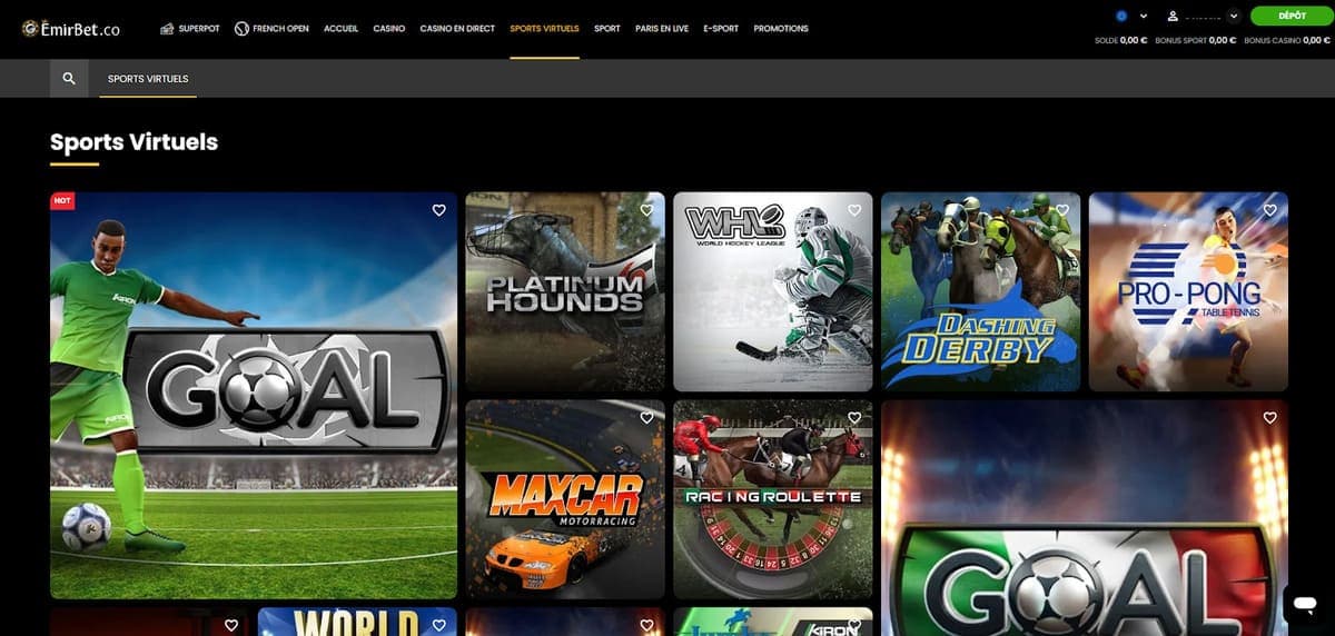 Sports virtuels Emirbet Casino