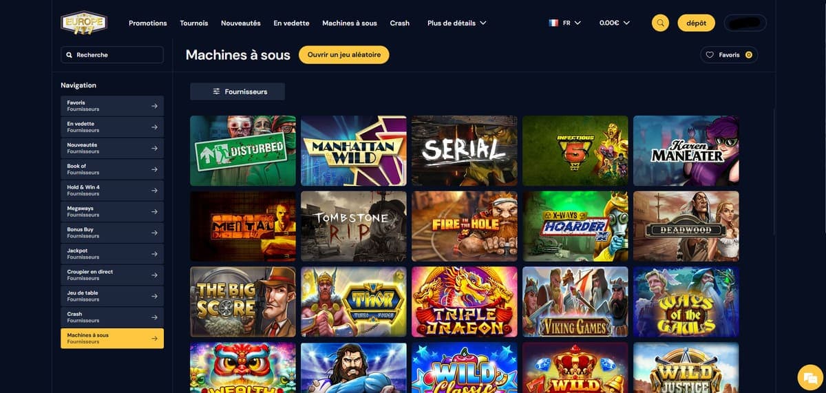 Machines à sous Europe777 Casino