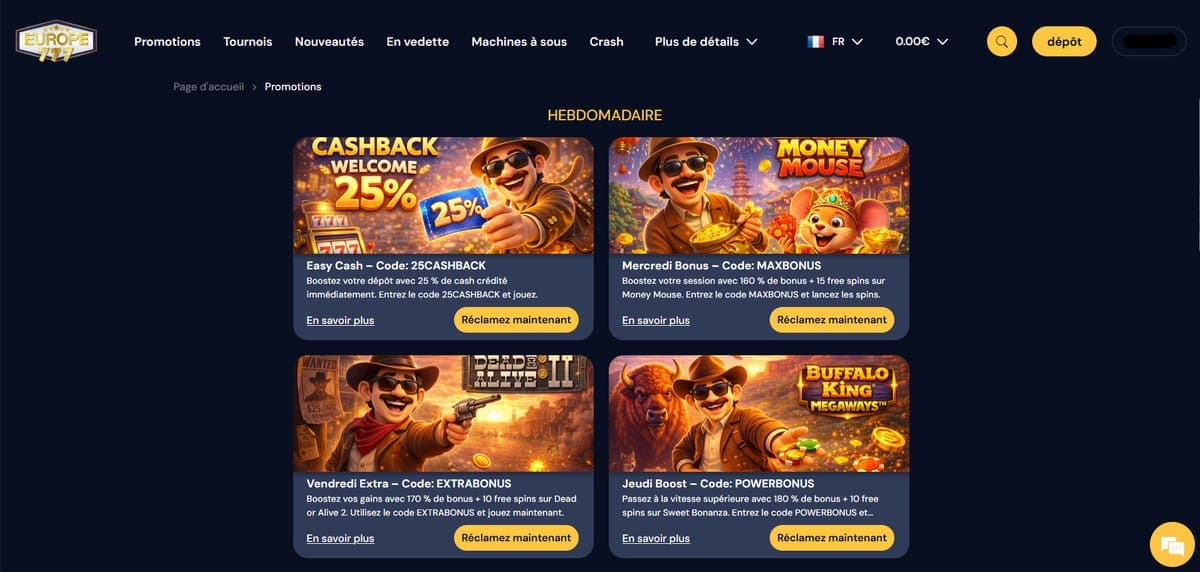 Promos Europe777 Casino