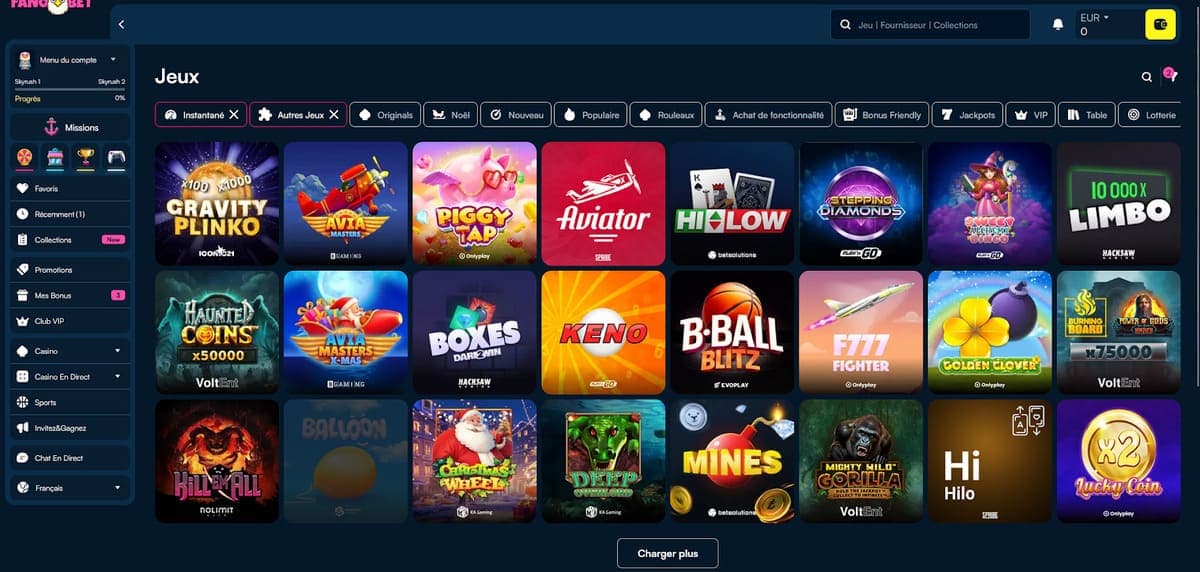 Autres jeux Fanobet Casino