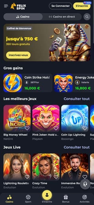 Felix Spin casino application