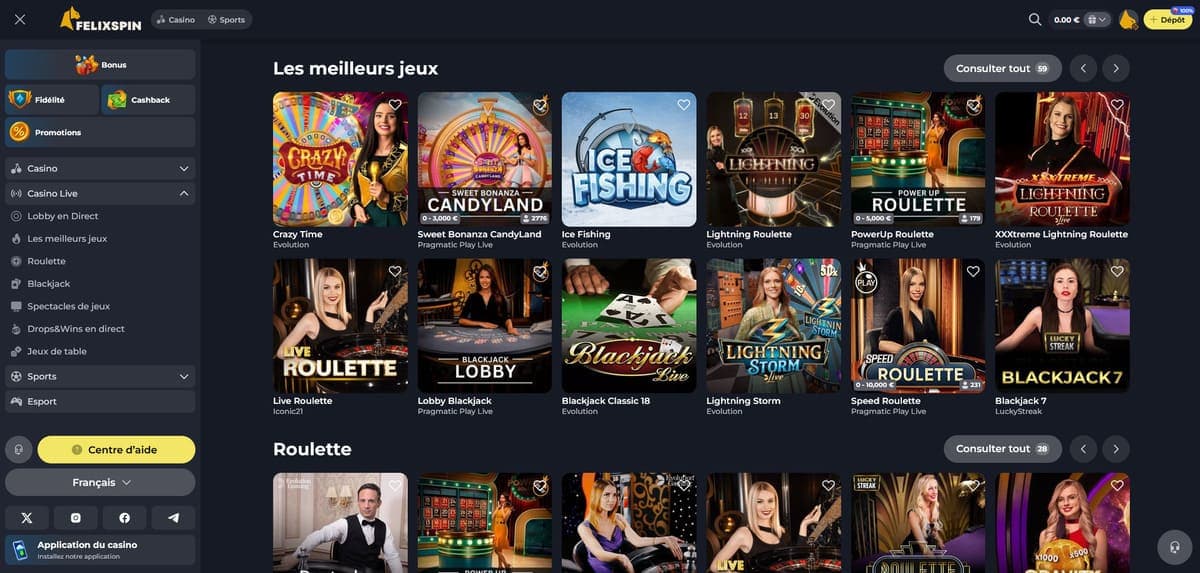 Live FelixSpin Casino