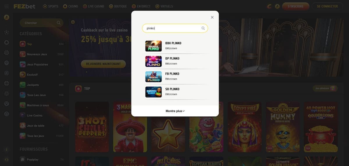 Mini jeux Fezbet Casino