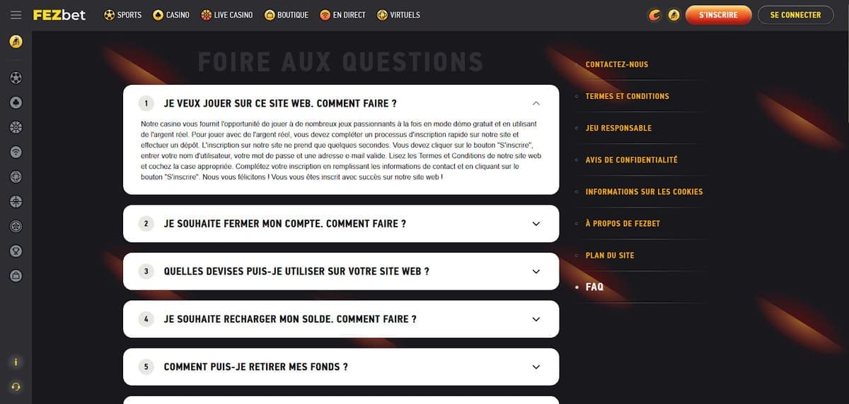 Service client Fezbet Casino