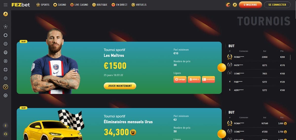 Tournois Fezbet Casino