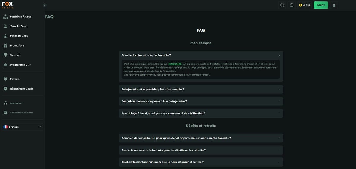 FAQ FoxSlots Casino