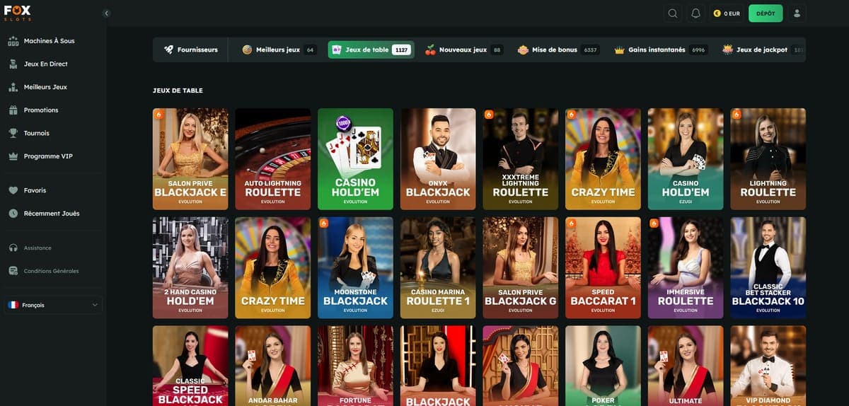 Jeux de table FoxSlots Casino