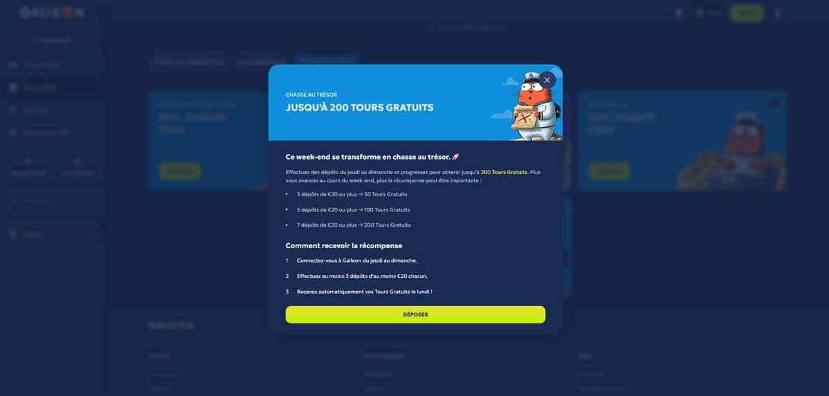 Chasse au trésor Galleon Casino