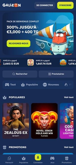 Galleon casino application
