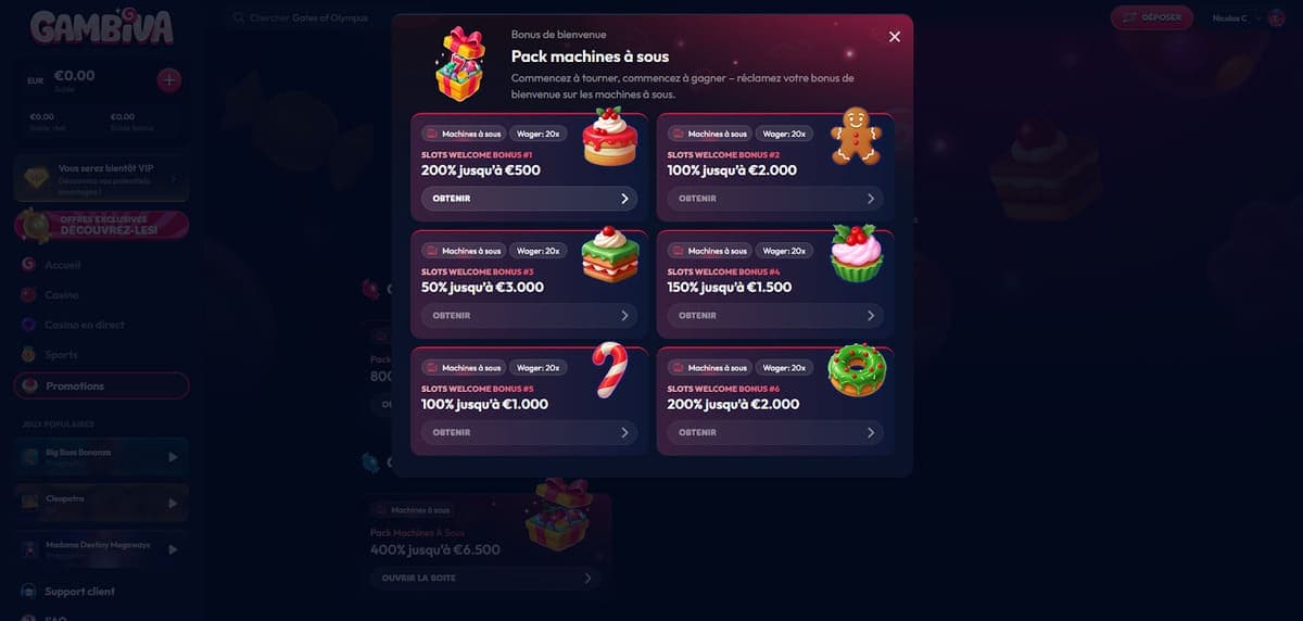 Pack bienvenue Gambiva Casino