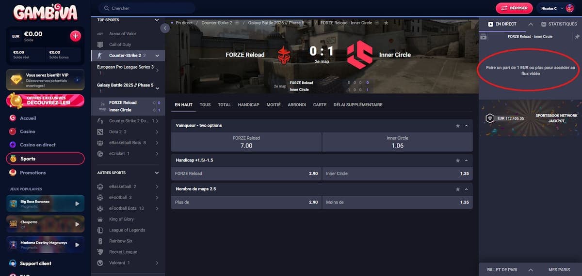 Paris sportifs Gambiva Casino