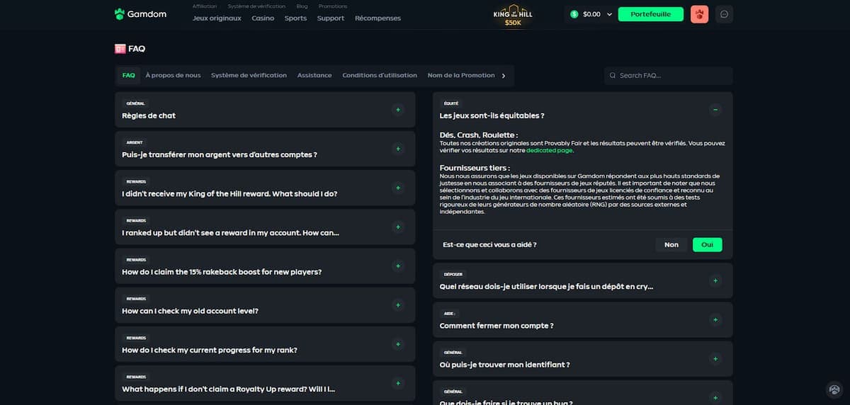 FAQ Gamdom Casino