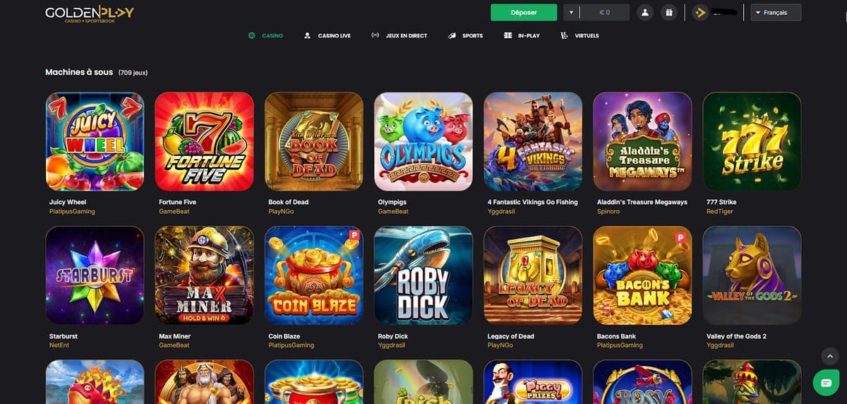 Machines à sous GoldenPlay Casino
