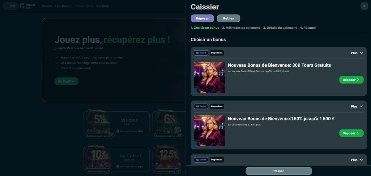 Dépôt GrandZ Bet Casino