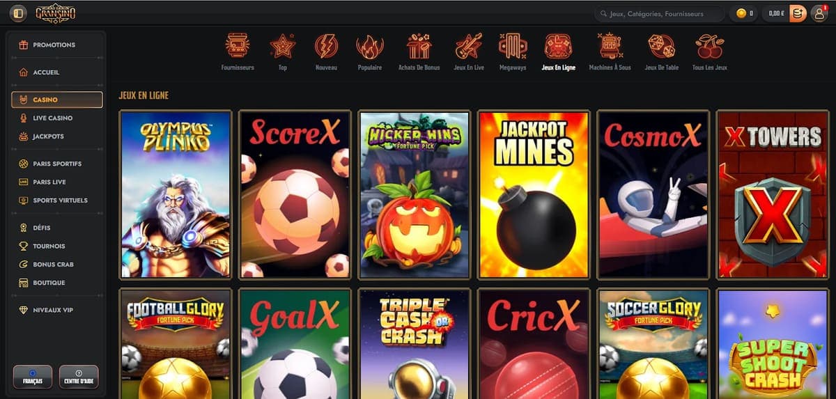 Jeux en ligne Gransino Casino