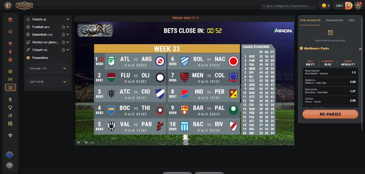 Sports virtuels Gransino Casino