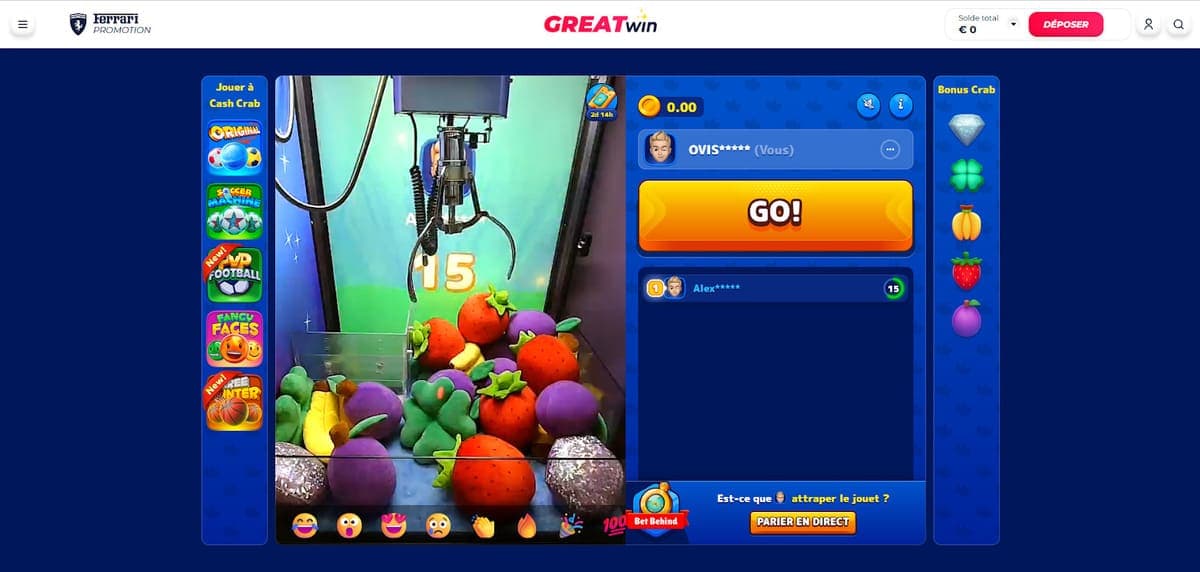 Bonus crab GreatWin Casino