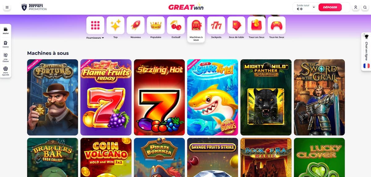 Machines à sous GreatWin Casino
