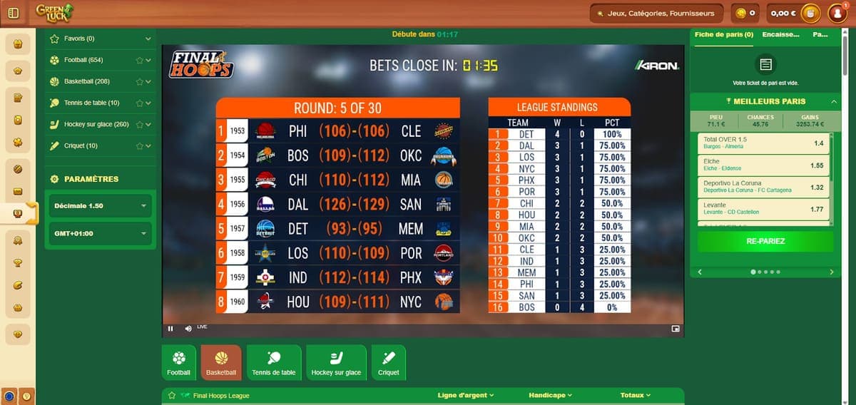 Sports virtuels GreenLuck Casino