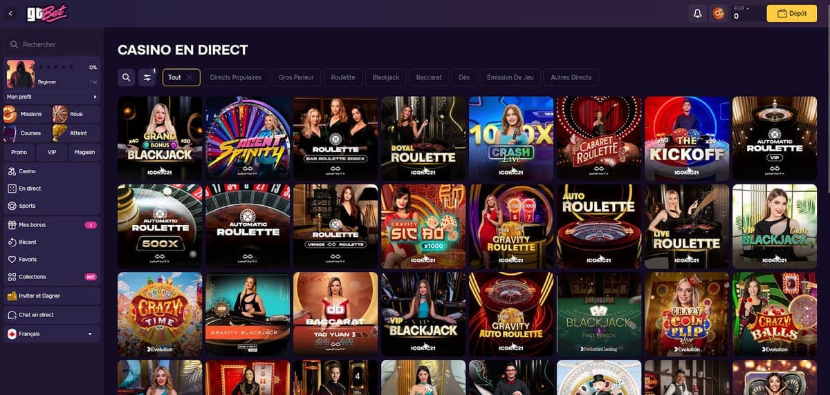 Casino live GTBet Casino