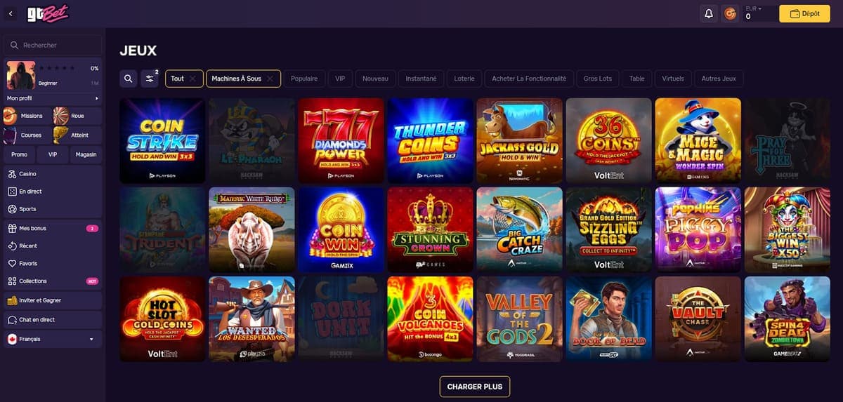 Machines à sous GTBet Casino