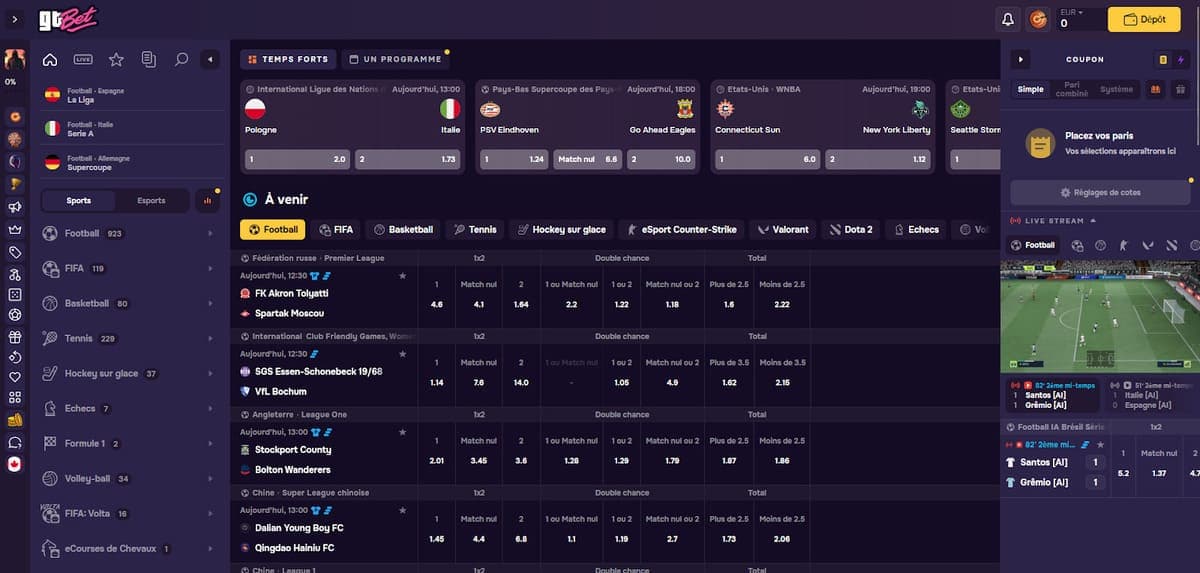 Paris sportifs GTBet Casino