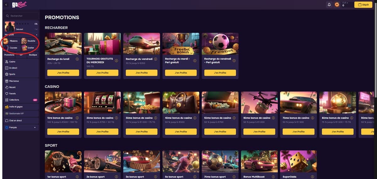 Promos GTBet Casino