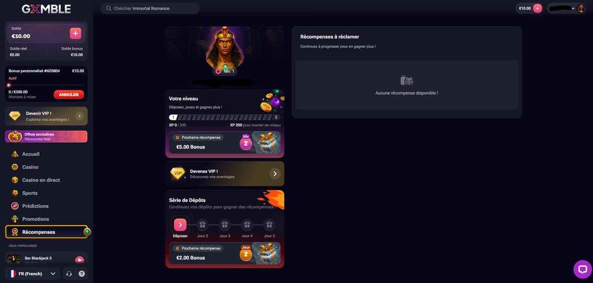 Récompenses Gxmble Casino