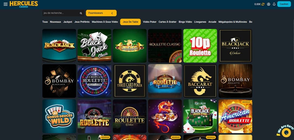 Jeux de table Hercules Casino