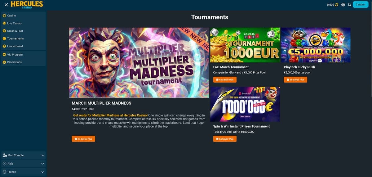 Tournois Hercules Casino