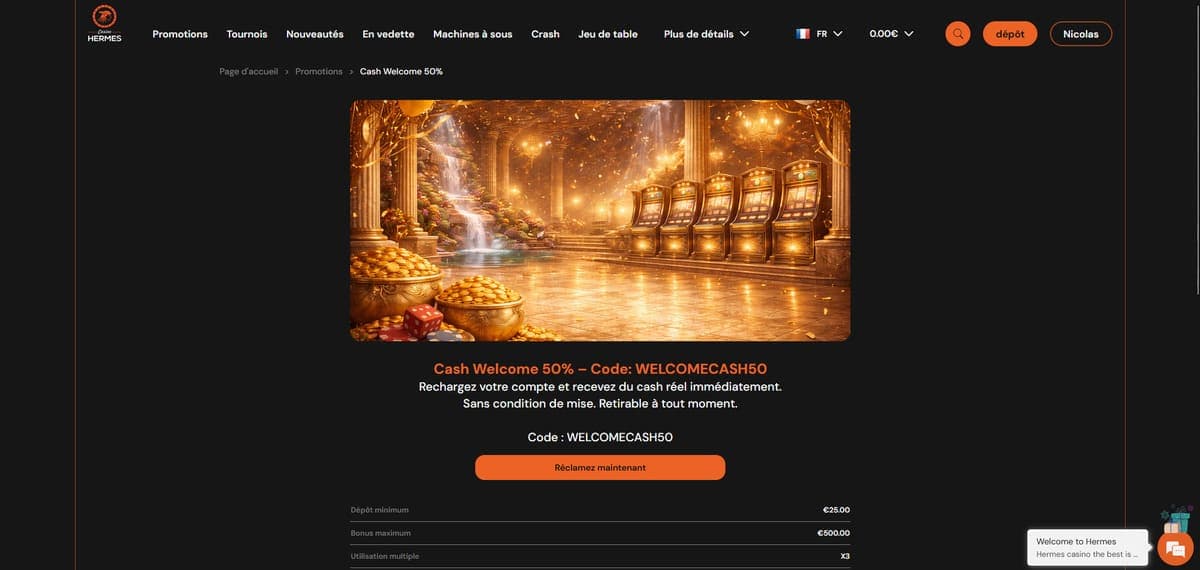 Crash Welcome Hermès Casino