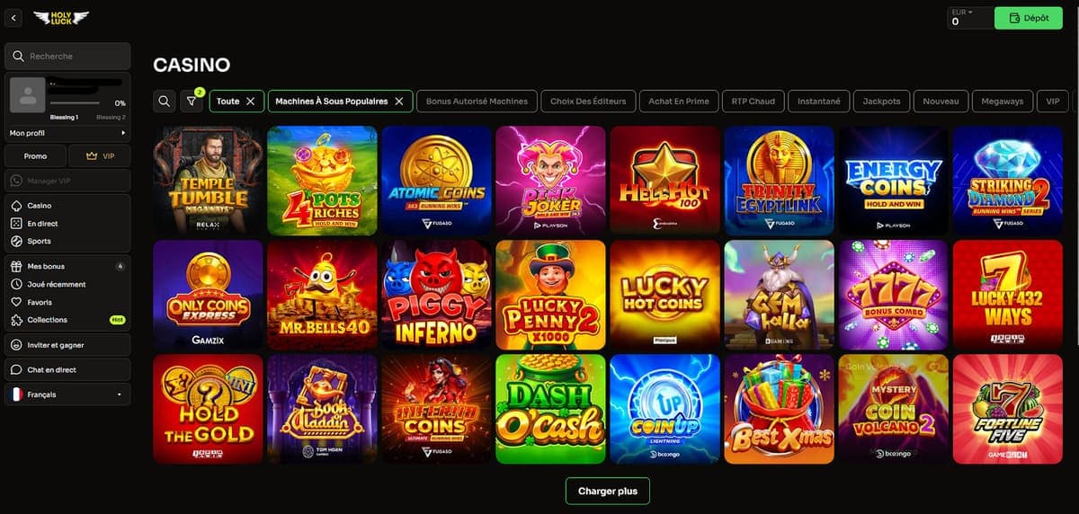 Machines à sous Holyluck Casino