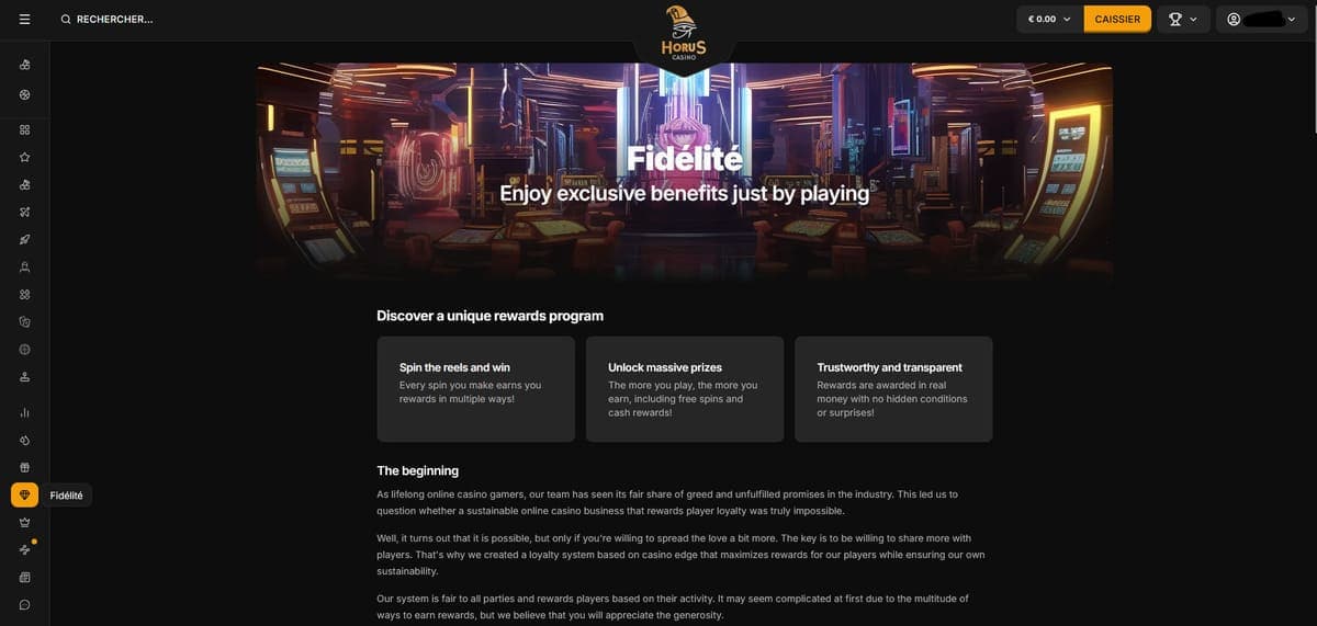 Fidélité Horus Casino